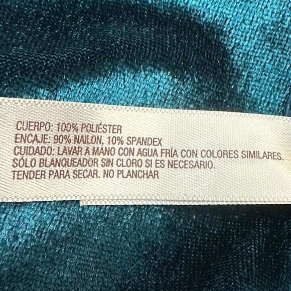 Gilligan O'Malley Teal Velour Floral Lace Adj Strap Sexy Babydoll Lingerie Sz XL - Picture 8 of 9